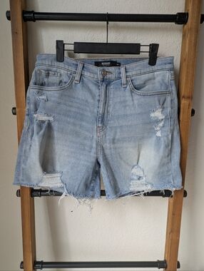 Hudson Jeans Women's Light Blue Distressed Denim Shorts - Size 29